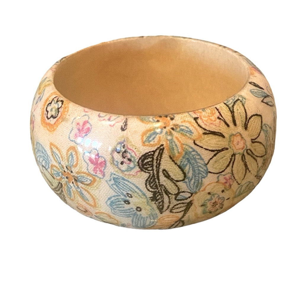 Large Floral Wooden Bangle